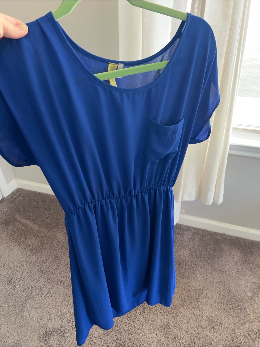 Women's Royal Blue Short Sleeve Waist-Detail Top